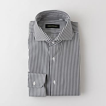 【120番手双糸】　本貝ボタン BLACK ホリゾンタルカラー