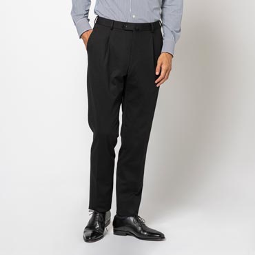 【ジャージーストレッチ】ワンタックパンツ BLACK