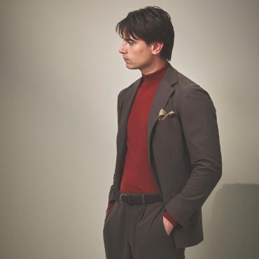 伊ファビオ社 スーパーストレッチ セットアップジャケット ブラウン