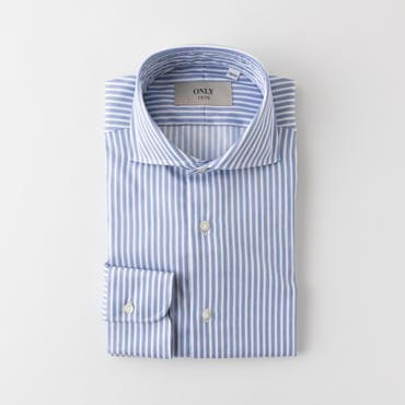 【100番手双糸】 EASYCARE BLUE ホリゾンタルカラー
