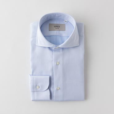 【100番手双糸】 EASYCARE SAXE BLUE ホリゾンタルカラー