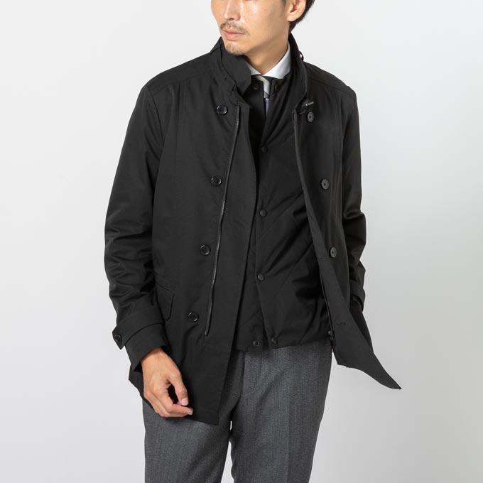 【インナーダウン付き】 ダブルブレストショートコート BLACK