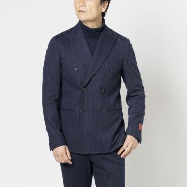 【入荷待ち】メリノジャージー ダブルブレスト ネイビーストライプ