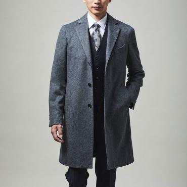 テーラーズC カシミヤ100% シングルチェスターコート グレー