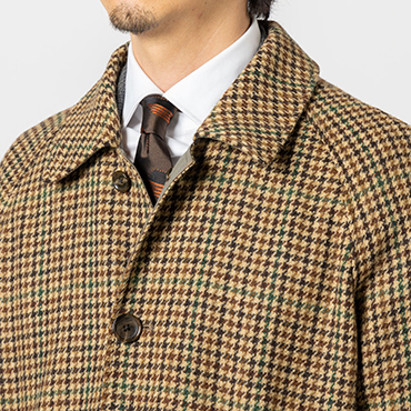 テーラーズC ツイードリバーシブルステンカラーコート