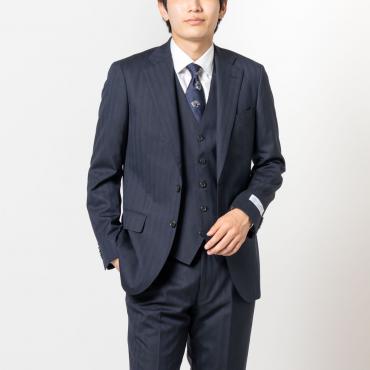 3ピース / ストレッチ ネイビーストライプ