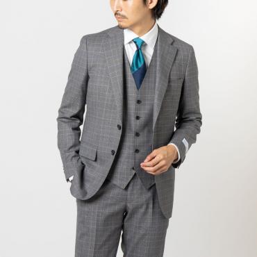 3ピース / ストレッチ グレーチェック