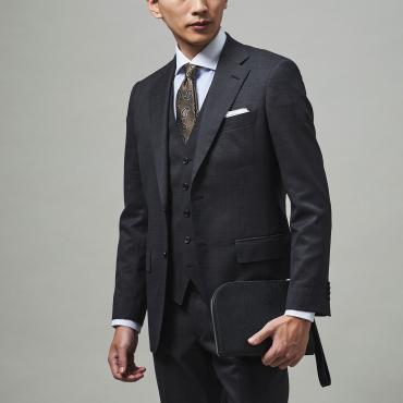 3ピース / ストレッチ チャコール無地