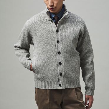 オンリーグリーン / スタンドカラーカーディガン グレージュ